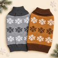 Snowflake knit dog sweater 2-pack - gray and caramel brown